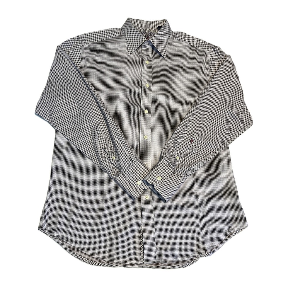 Robert Graham Men's Long Sleeve Shirt Size M Purple White Micro Houndstooth